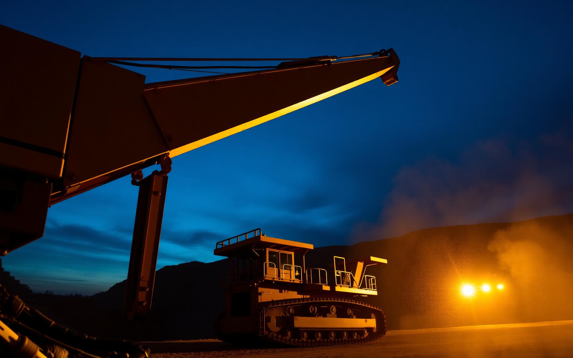 Heavy construction equipment operating at an industrial site